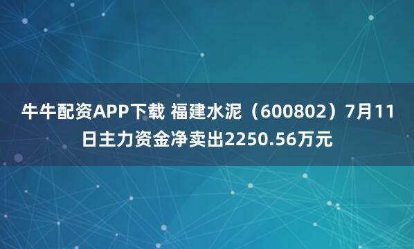牛牛配资APP下载 福建水泥（600802）7月11日主力资金净卖出2250.56万元