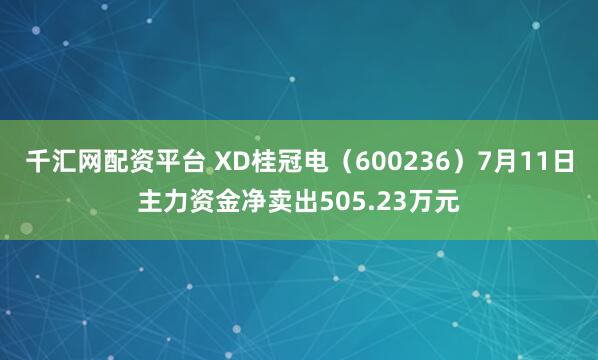 千汇网配资平台 XD桂冠电（600236）7月11日主力资金净卖出505.23万元