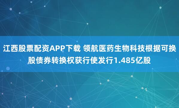 江西股票配资APP下载 领航医药生物科技根据可换股债券转换权获行使发行1.485亿股